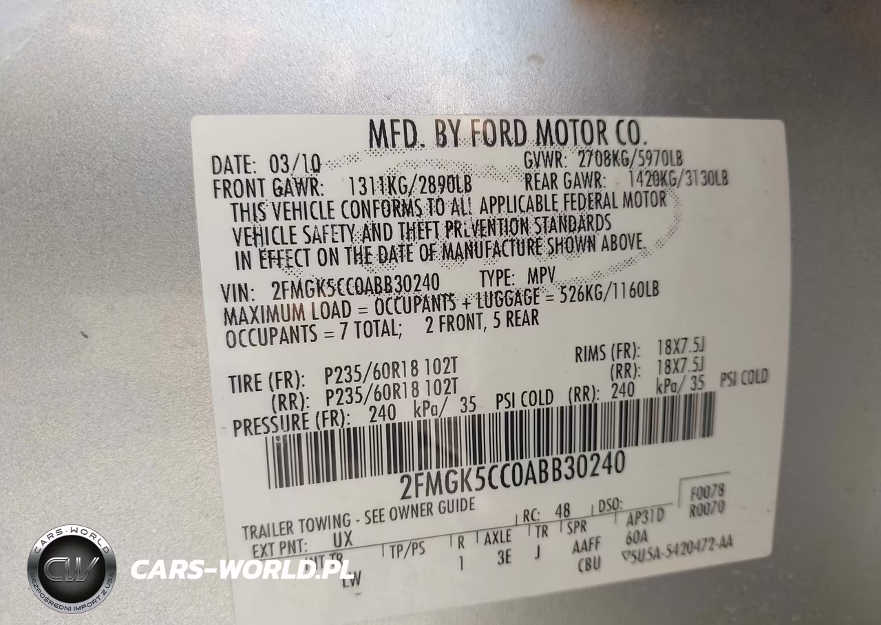 2010 Ford Flex Sel VIN:2FMGK5CC0ABB30240 - 9
