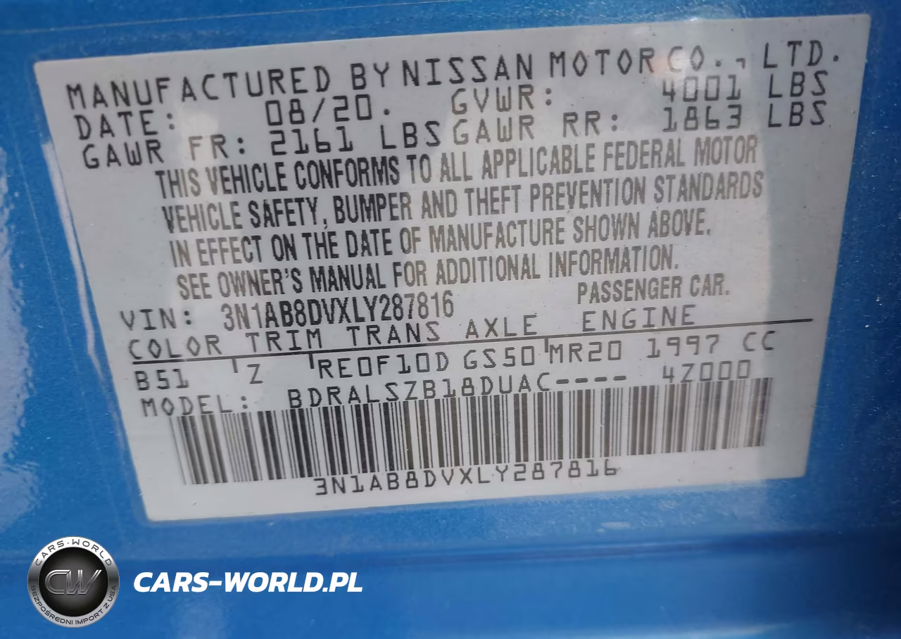 2020 Nissan Sentra Sr Xtronic Cvt VIN:3N1AB8DVXLY287816 - 9