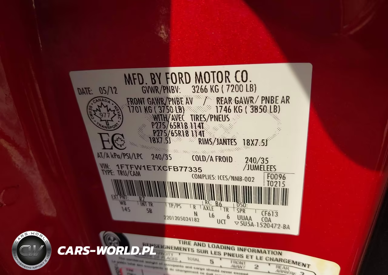 2012 Ford F-150 Fx4 VIN:1FTFW1ETXCFB77335 - 9