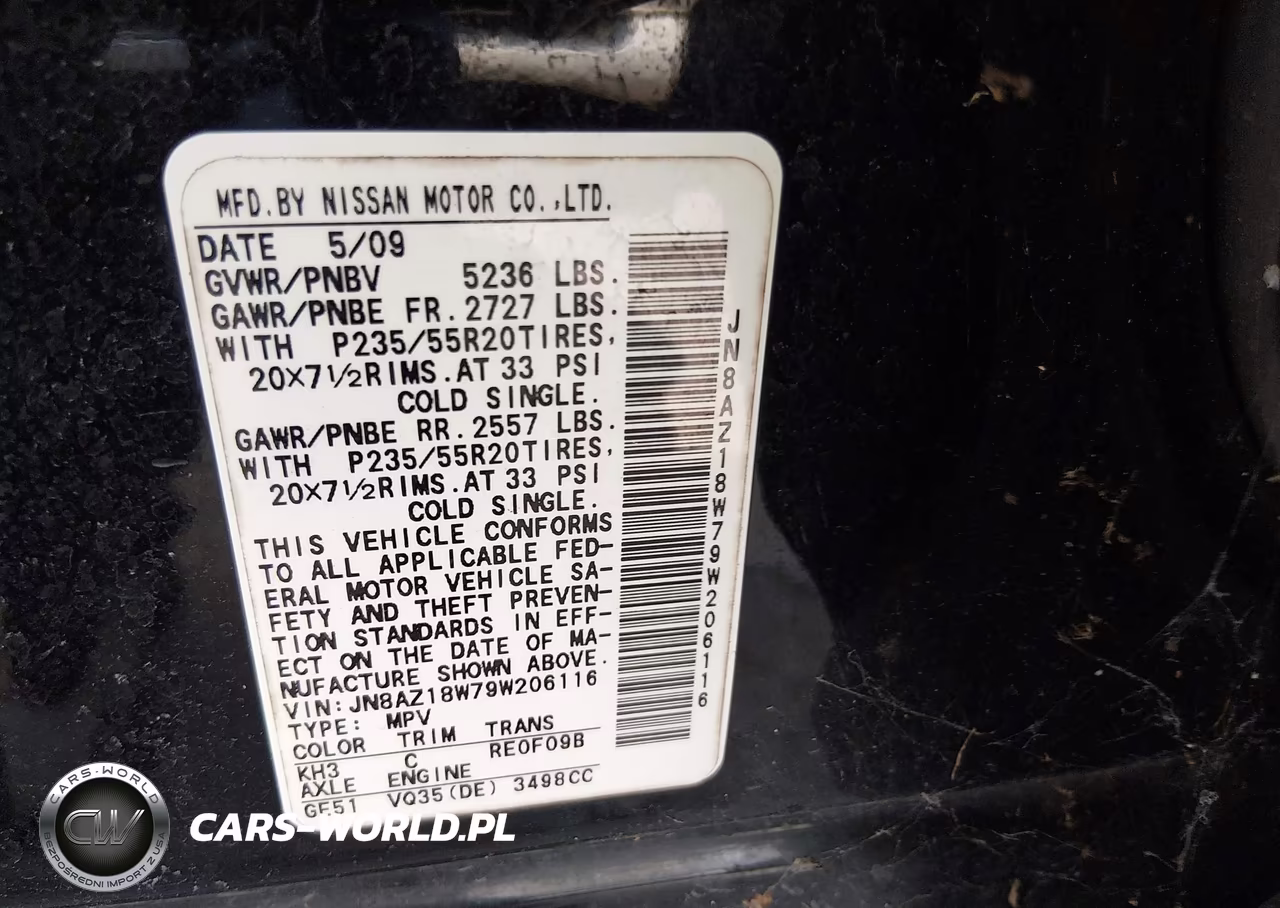 2009 Nissan Murano Le VIN:JN8AZ18W79W206116 - 9