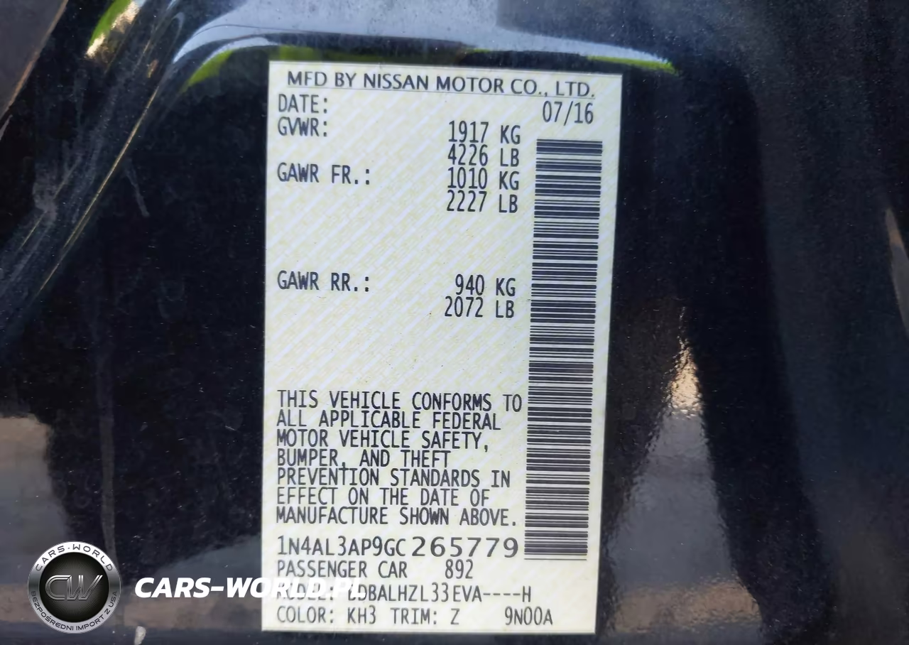 2016 Nissan Altima 2.5 Sr VIN:1N4AL3AP9GC265779 - 9