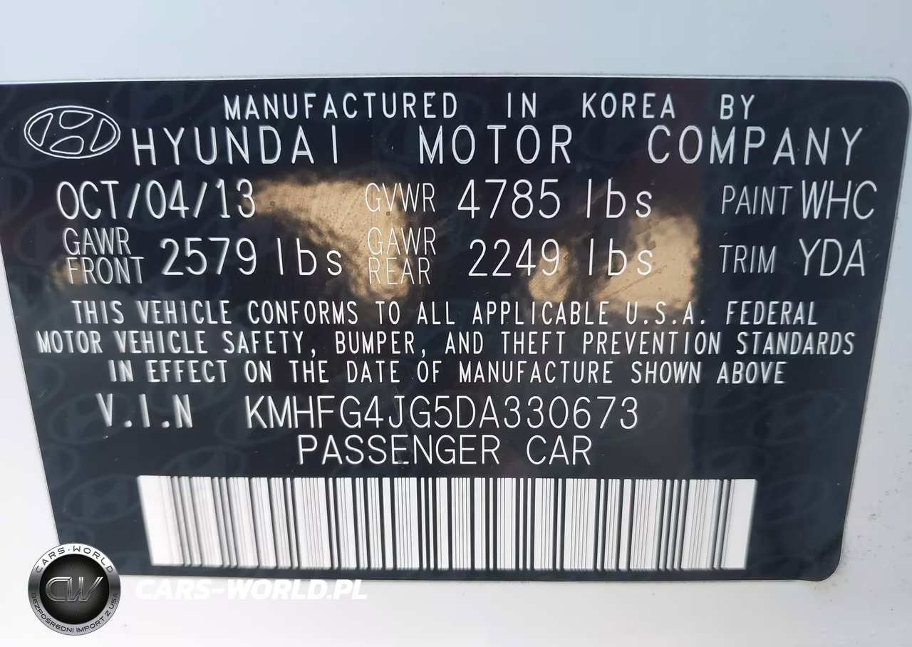 2013 Hyundai Azera VIN:KMHFG4JG5DA330673 - 9