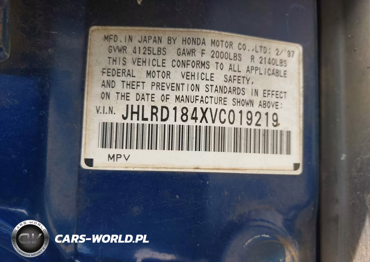 1997 Honda Cr-V VIN:JHLRD184XVC019219 - 9