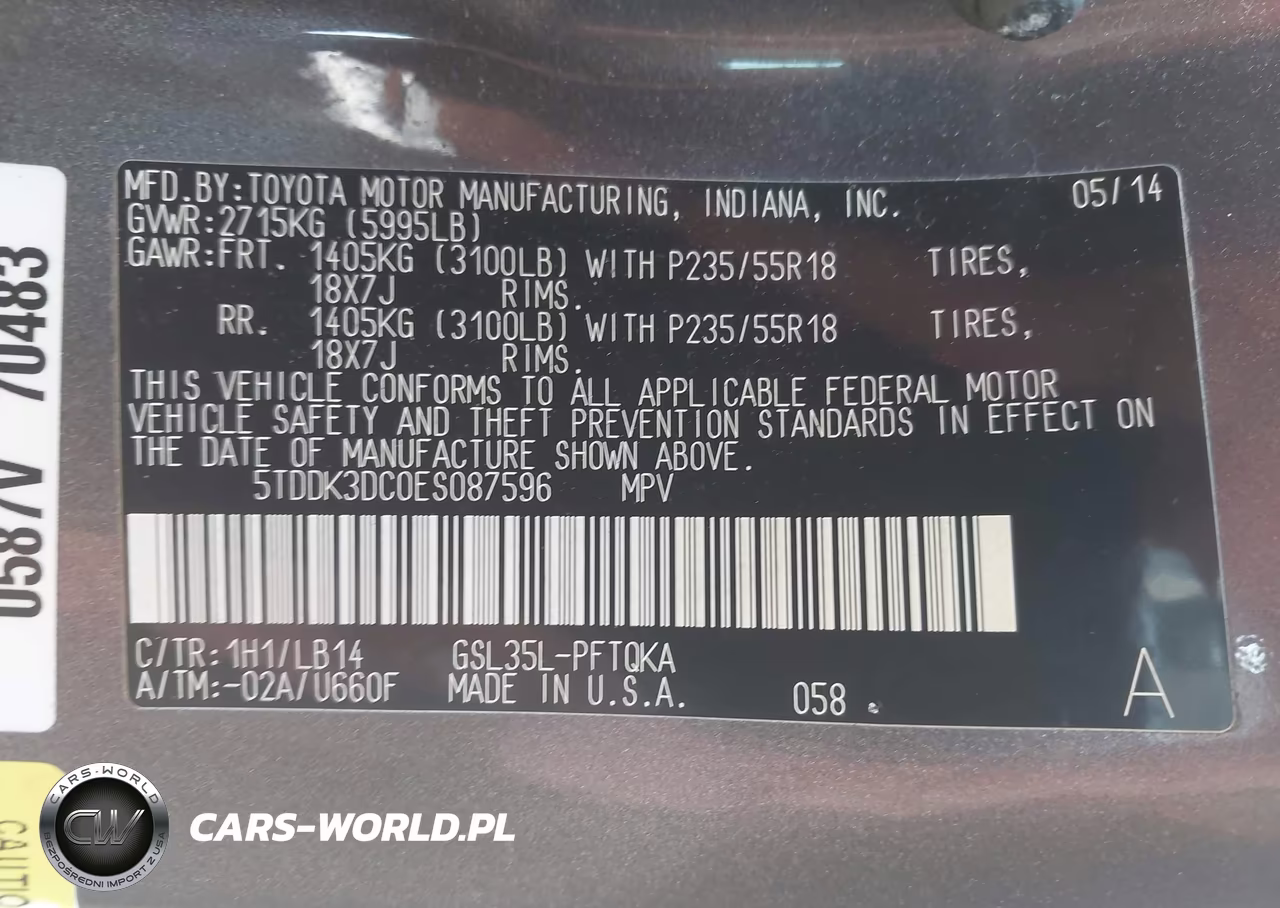 2014 Toyota Sienna Xle 7 Passenger VIN:5TDDK3DC0ES087596 - 9