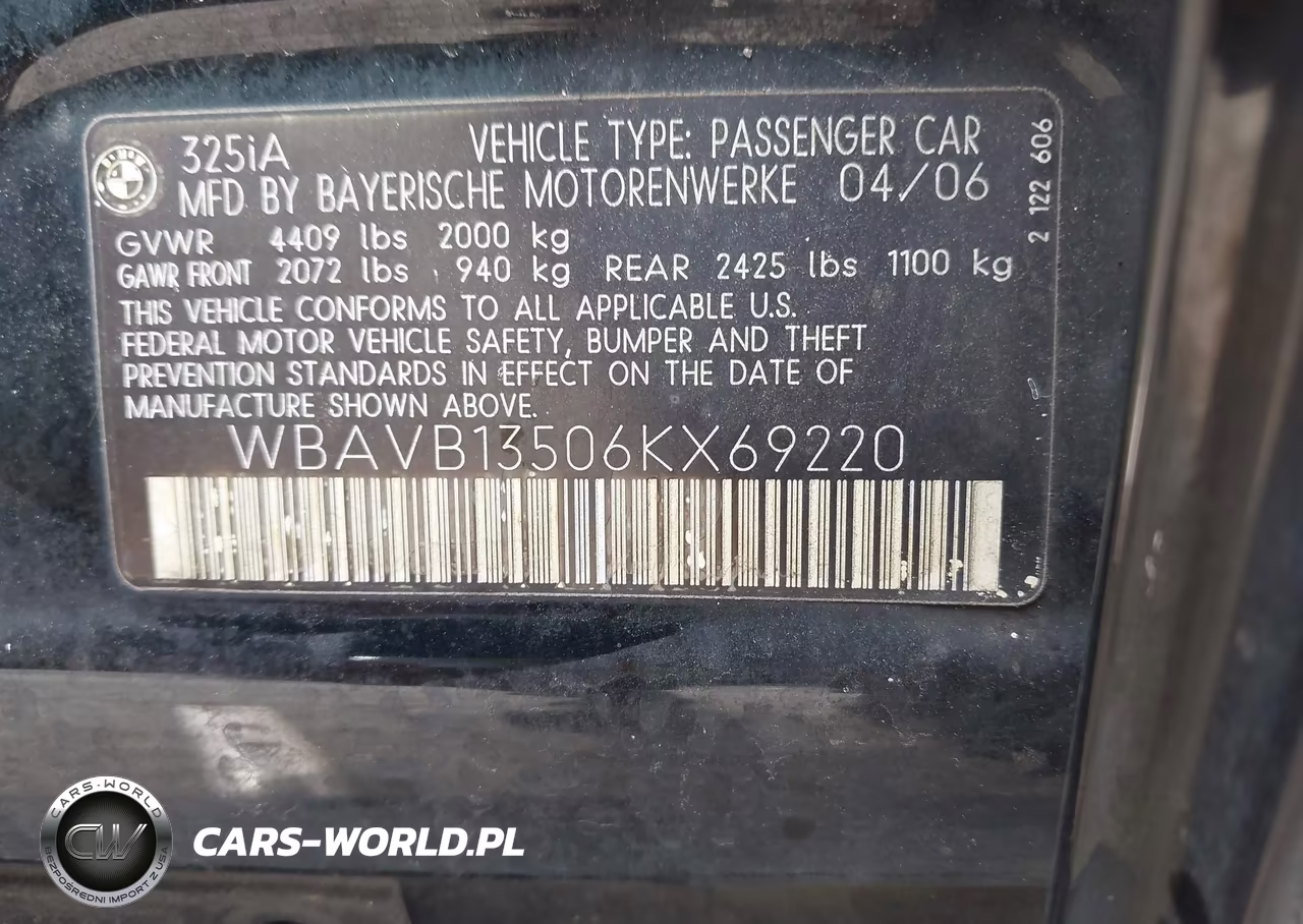2006 BMW 325I VIN:WBAVB13506KX69220 - 9