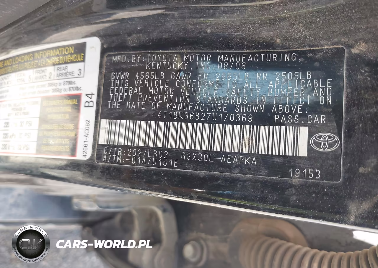 2007 Toyota Avalon Limited VIN:4T1BK36B27U170369 - 9