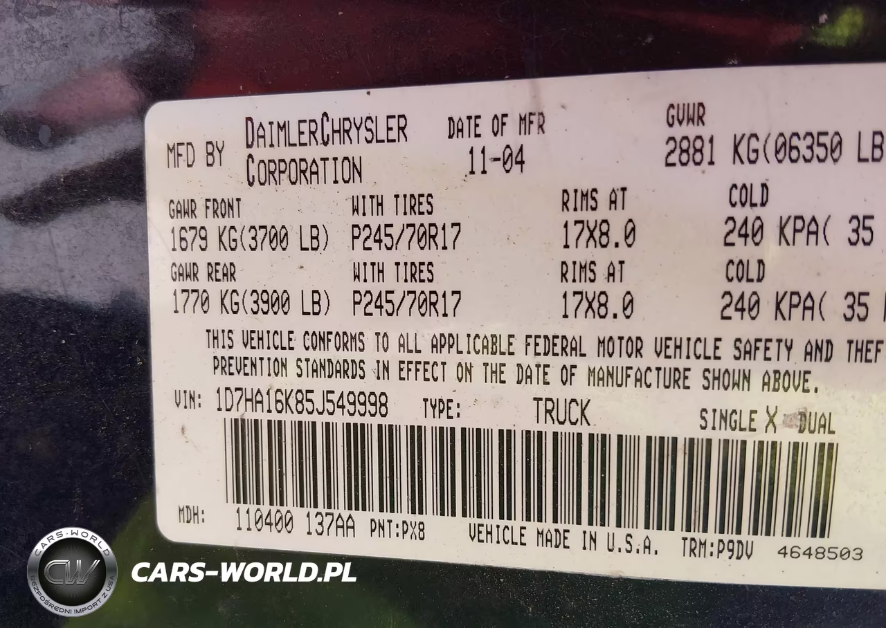 2005 Dodge Ram 1500 St VIN:1D7HA16K85J549998 - 9