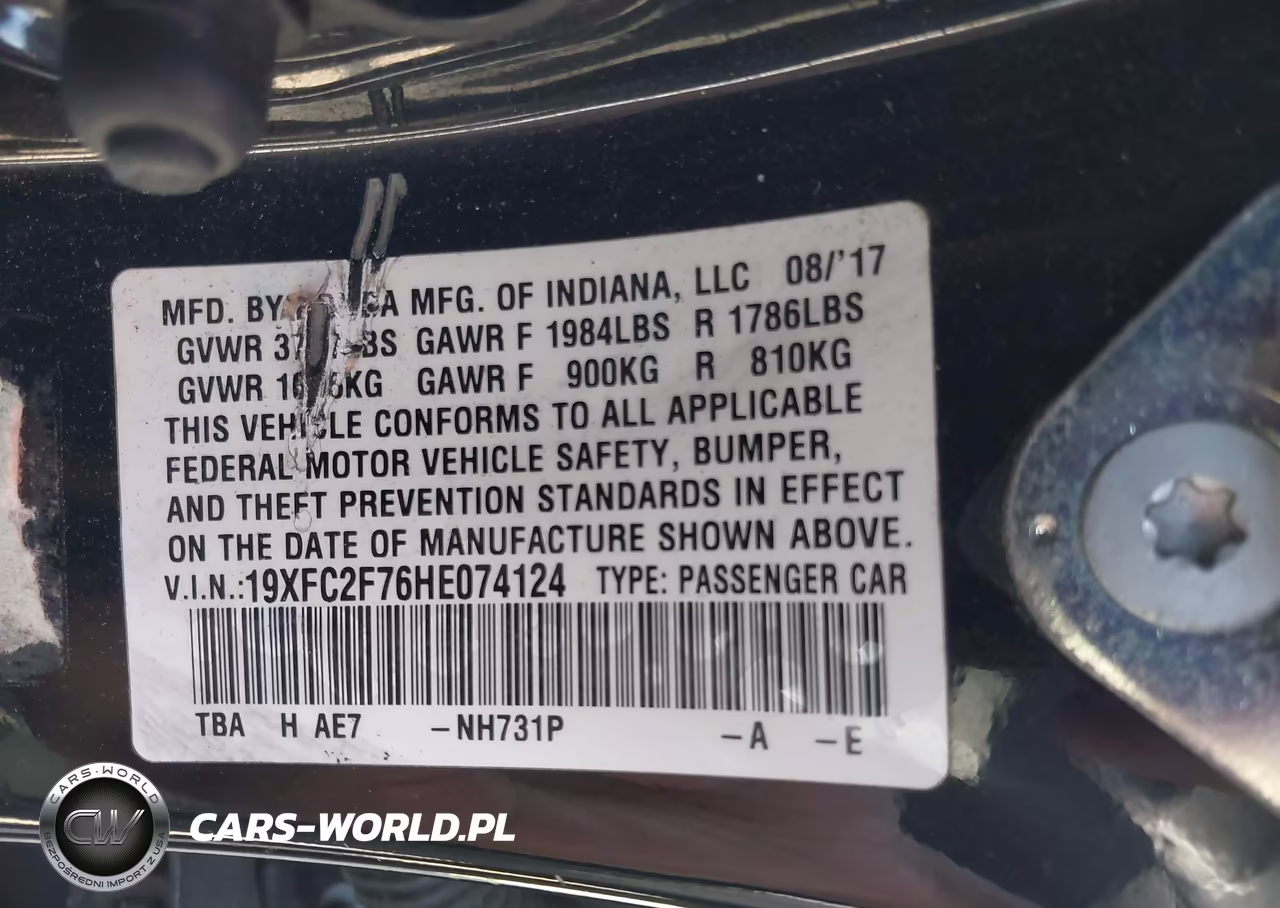 2017 Honda Civic Ex VIN:19XFC2F76HE074124 - 9
