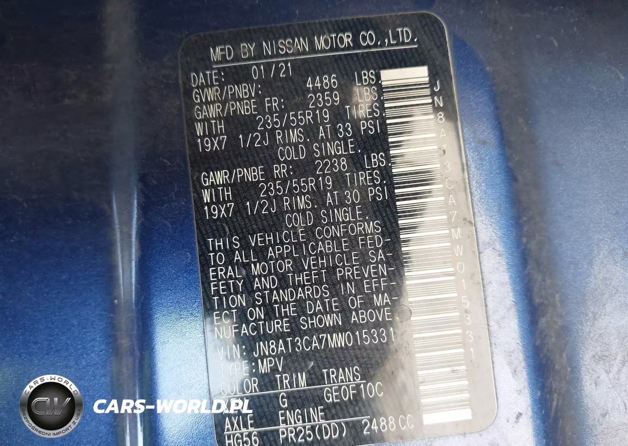 2021 Nissan Rogue Sl Fwd VIN:JN8AT3CA7MW015331 - 9
