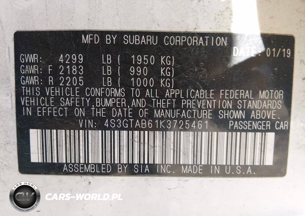 2019 Subaru Impreza 2.0I VIN:4S3GTAB61K3725461 - 9