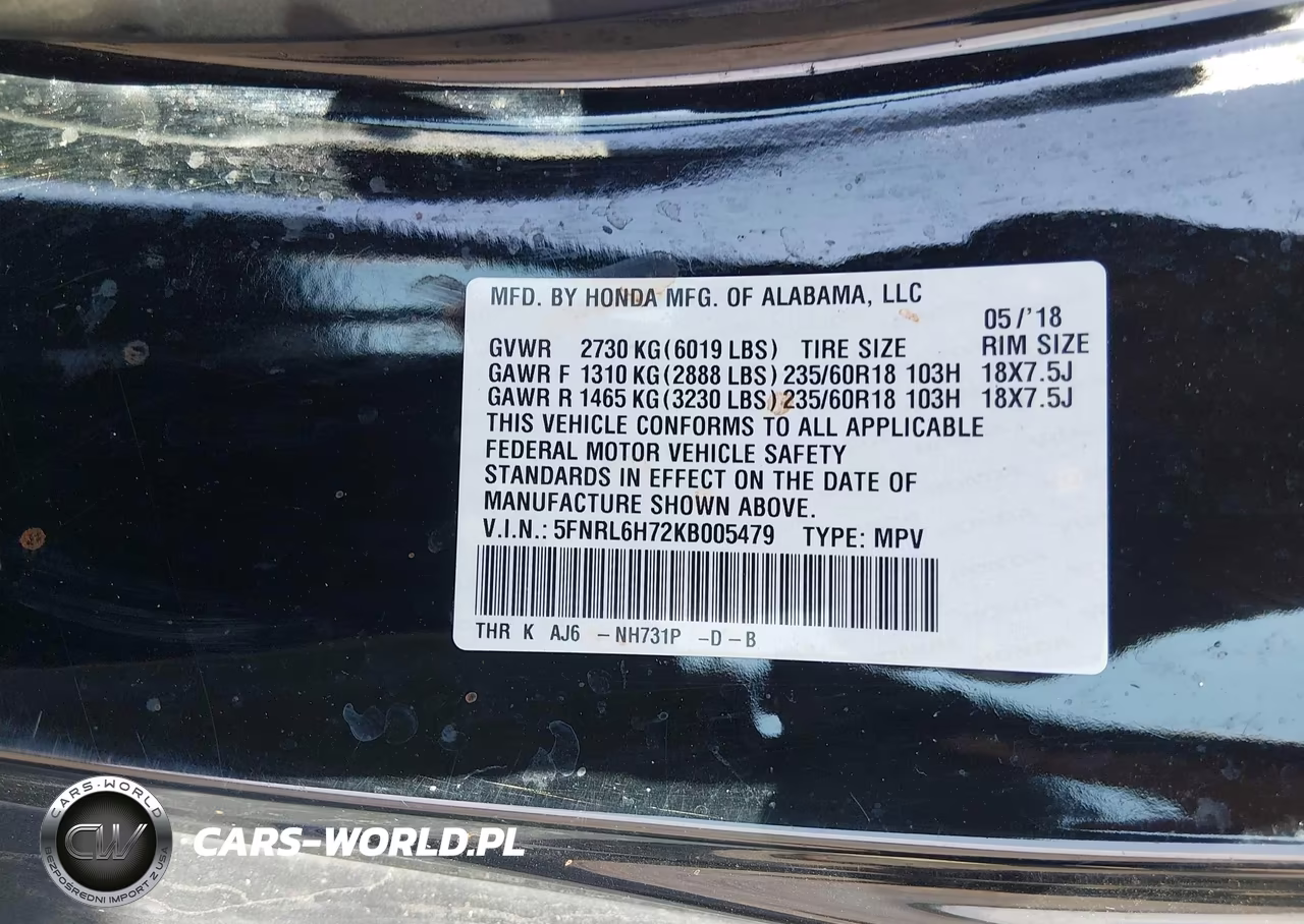 2019 Honda Odyssey Ex-L VIN:5FNRL6H72KB005479 - 9