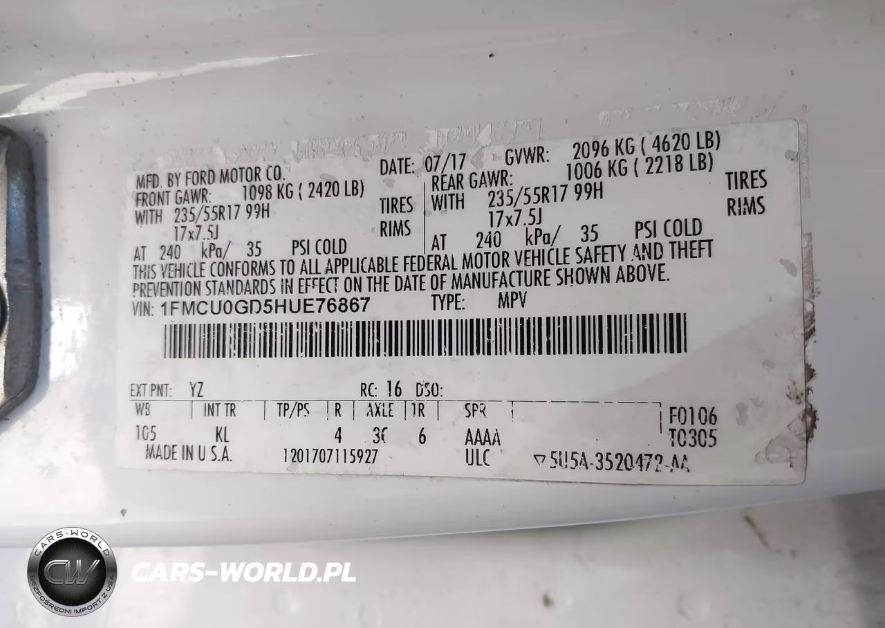 2017 Ford Escape Se VIN:1FMCU0GD5HUE76867 - 9
