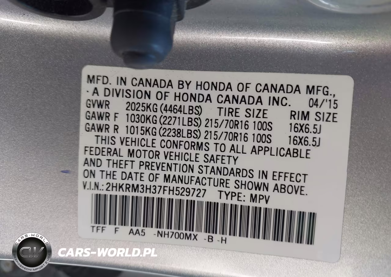 2015 Honda Cr-V Lx VIN:2HKRM3H37FH529727 - 9