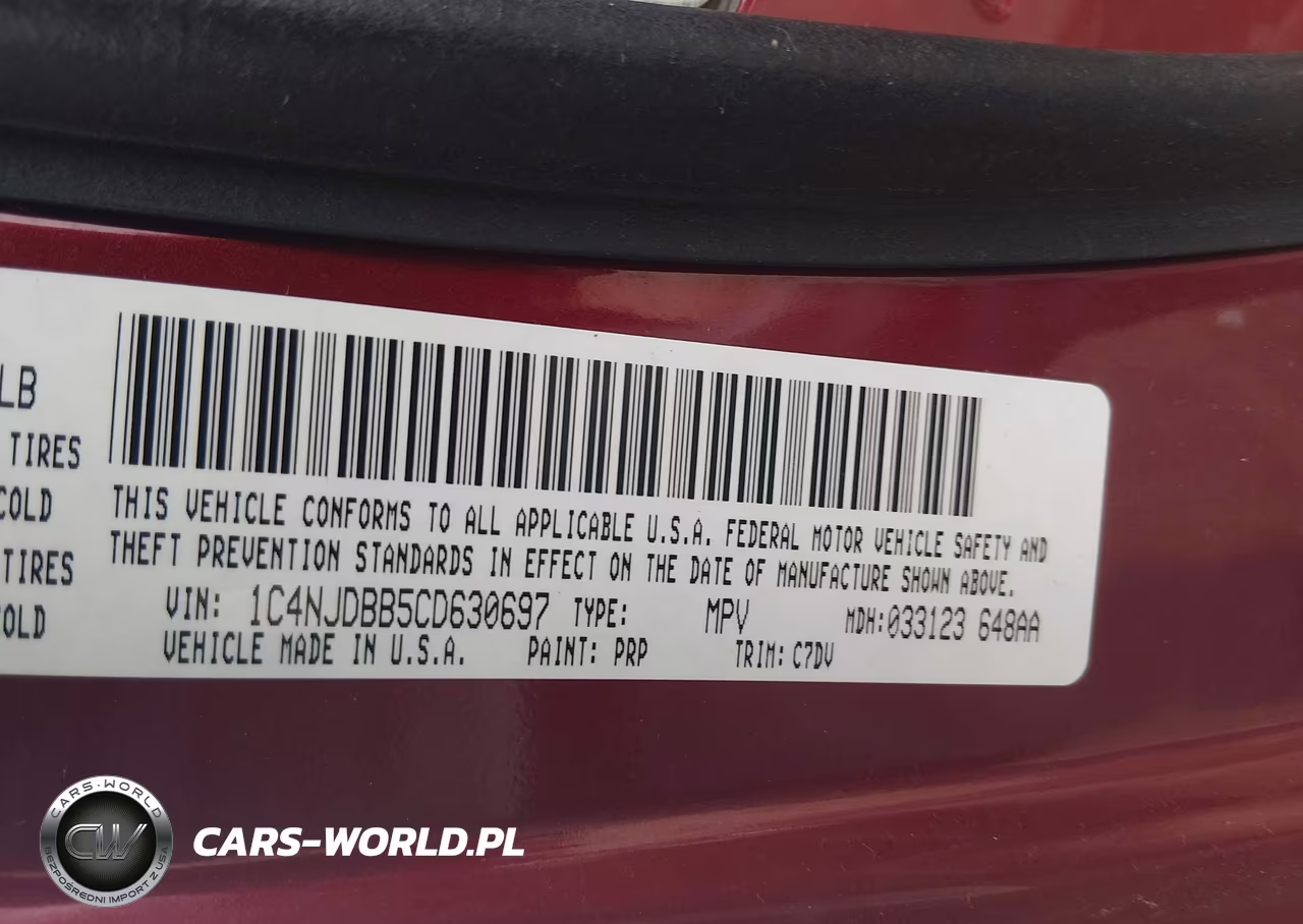2012 Jeep Compass Sport VIN:1C4NJDBB5CD630697 - 9