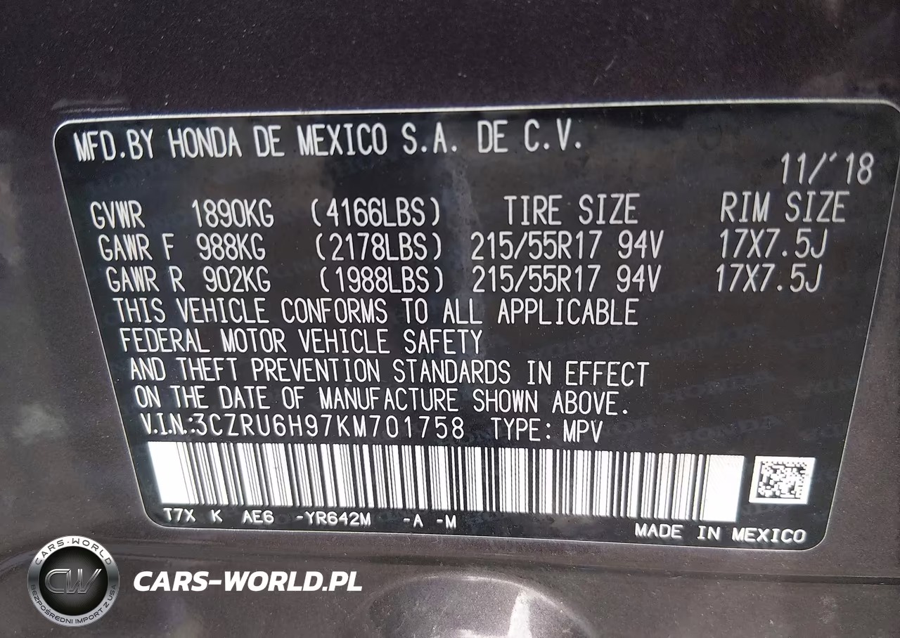 2019 Honda Hr-V Touring VIN:3CZRU6H97KM701758 - 9