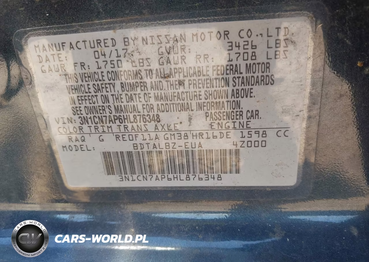 2017 Nissan Versa 1.6 Sv VIN:3N1CN7AP6HL876348 - 9