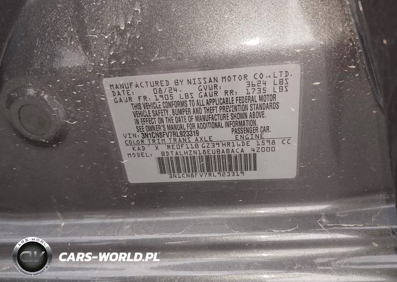 2024 Nissan Versa 1.6 Sr VIN:3N1CN8FV7RL923319 - 9