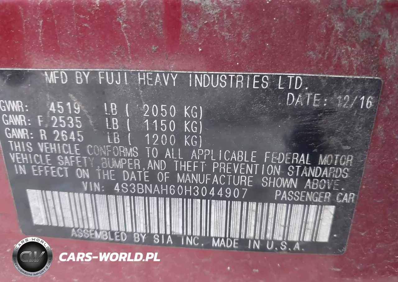 2017 Subaru Legacy 2.5I Premium VIN:4S3BNAH60H3044907 - 9