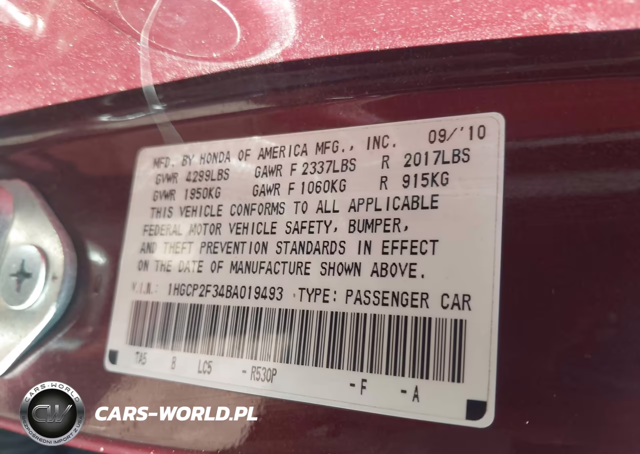 2011 Honda Accord 2.4 Lx VIN:1HGCP2F34BA019493 - 9