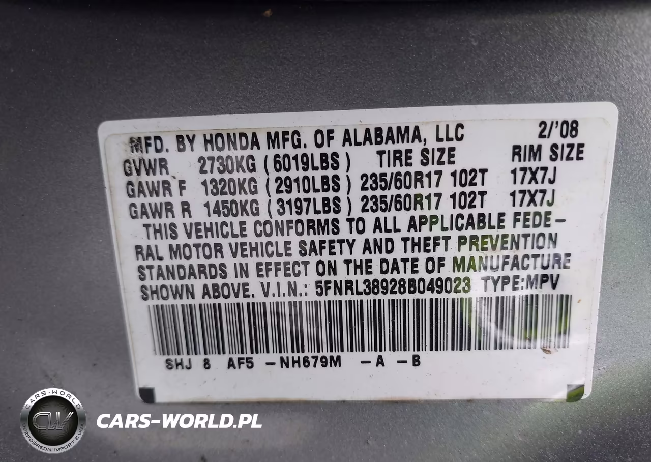 2008 Honda Odyssey Touring VIN:5FNRL38928B049023 - 9