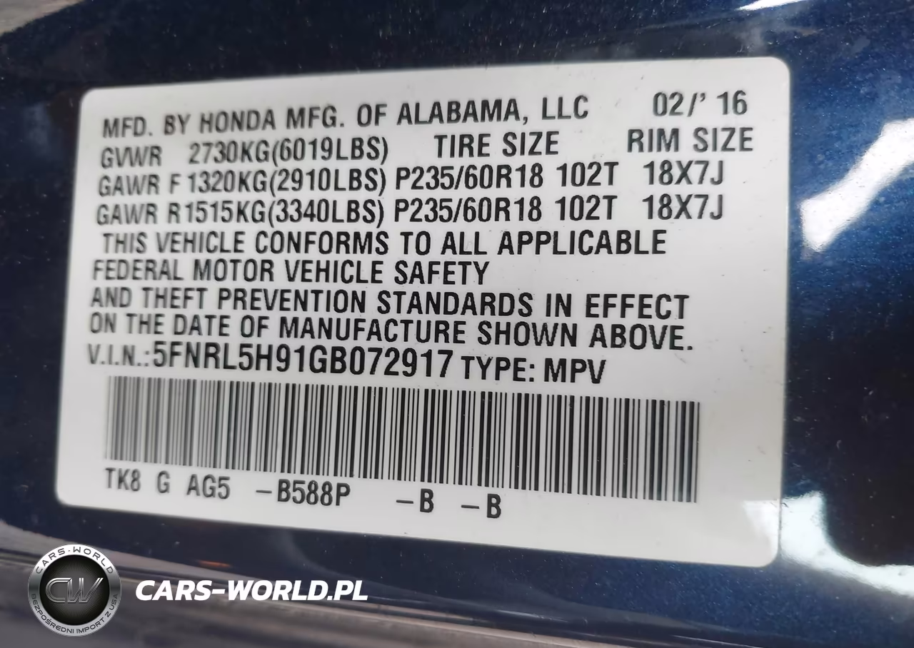2016 Honda Odyssey Touring-Touring Elite VIN:5FNRL5H91GB072917 - 9