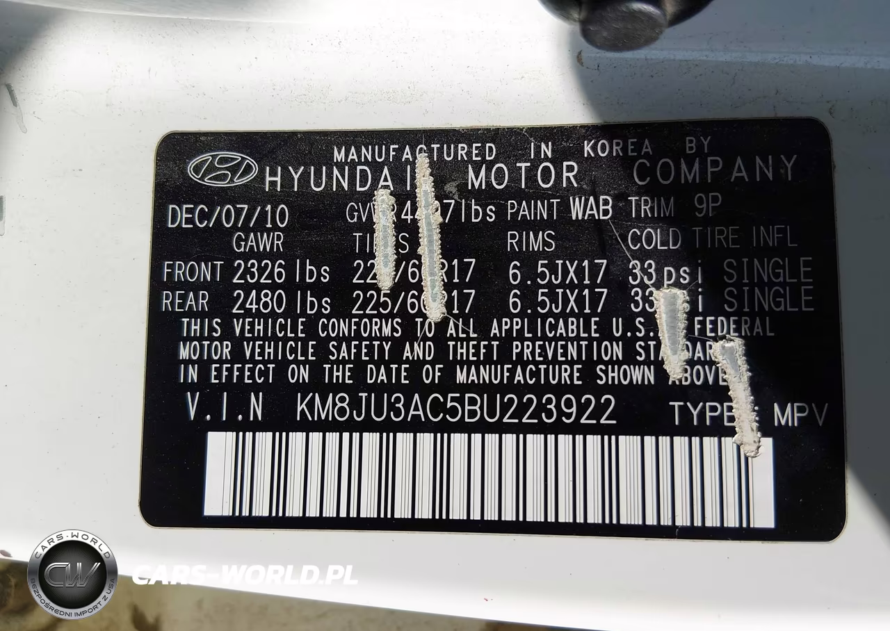 2011 Hyundai Tucson Gls VIN:KM8JU3AC5BU223922 - 9