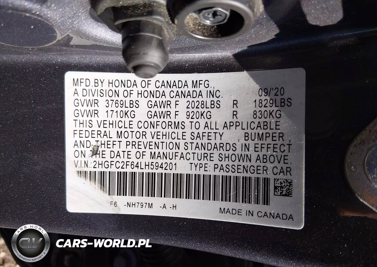2020 Honda Civic Lx VIN:2HGFC2F64LH594201 - 9