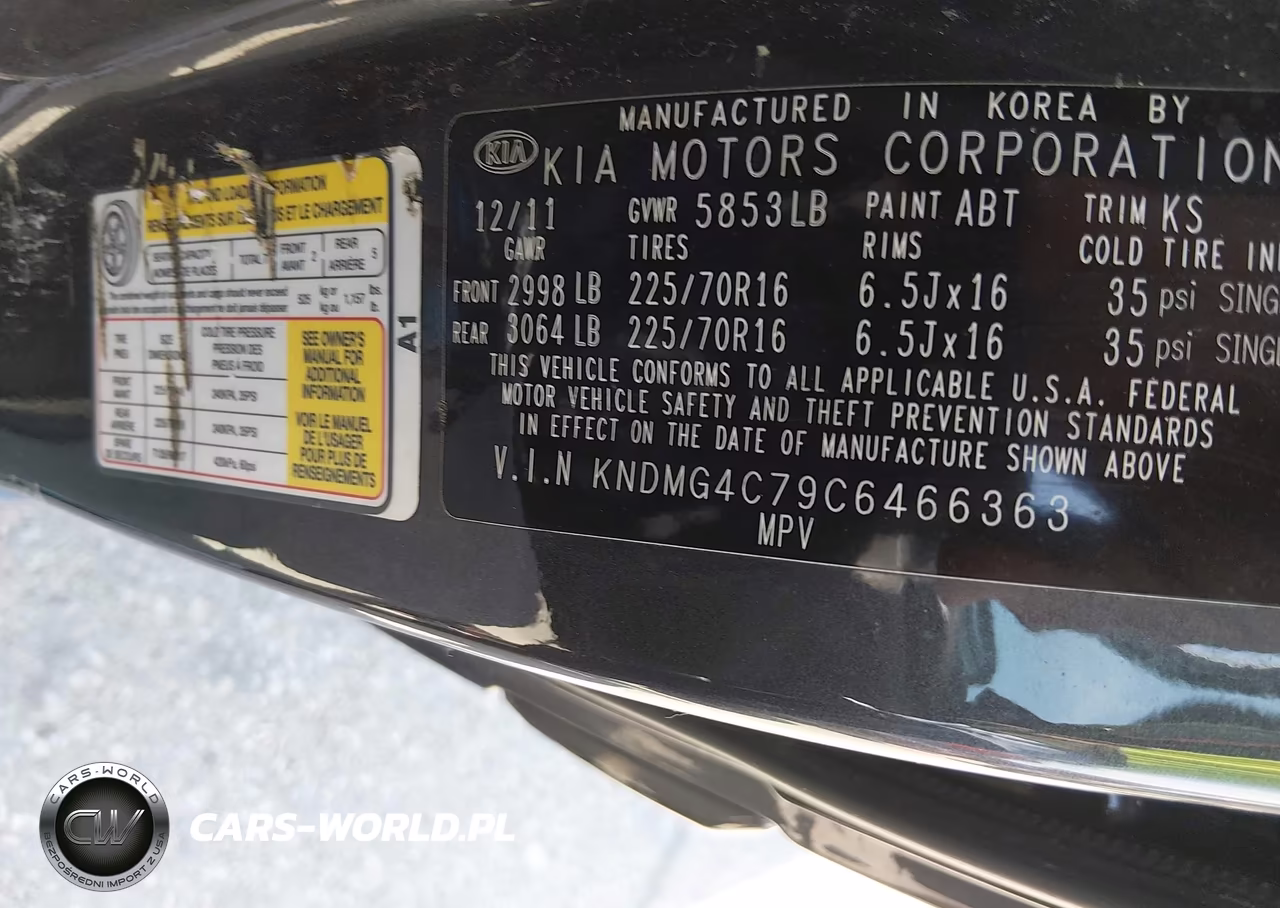 2012 Kia Sedona Lx VIN:KNDMG4C79C6466363 - 9