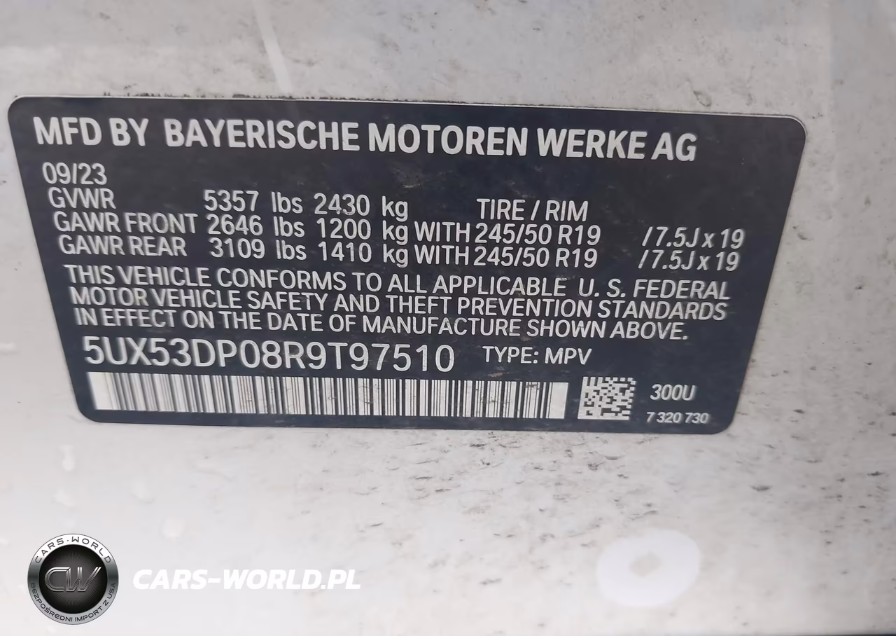 2024 BMW X3 xDrive30I VIN:5UX53DP08R9T97510 - 9