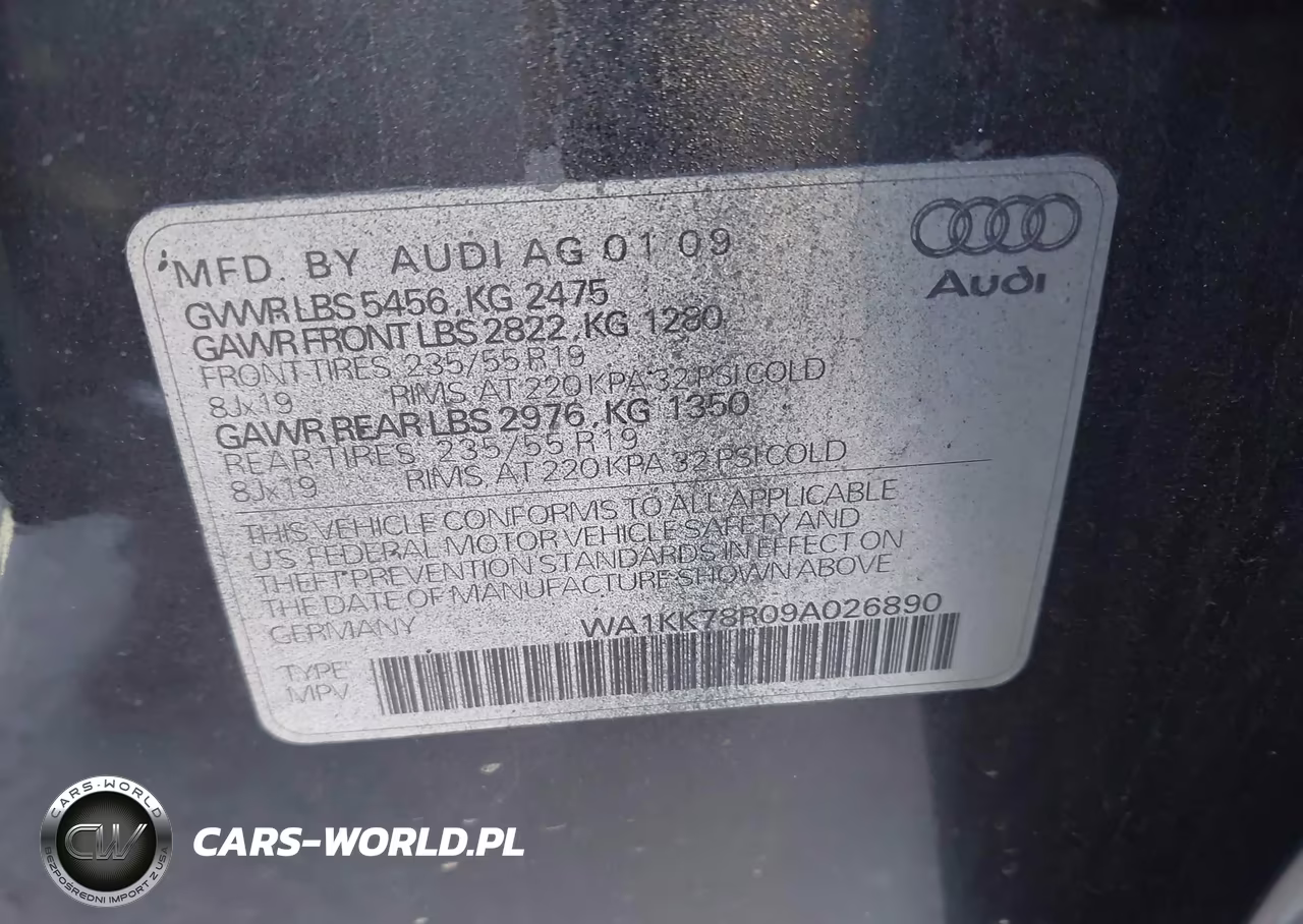 2009 Audi Q5 3.2 VIN:WA1KK78R09A026890 - 9