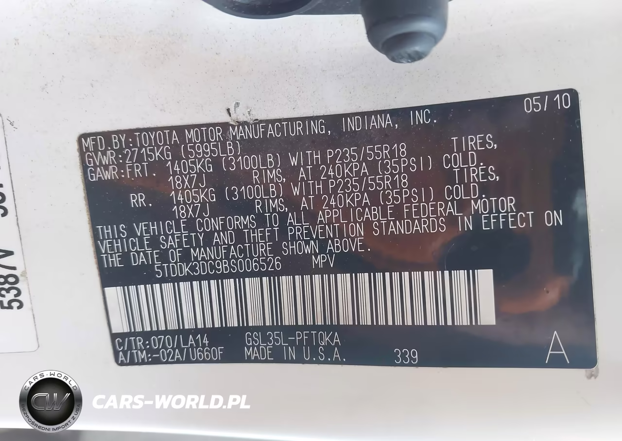 2011 Toyota Sienna Limited VIN:5TDDK3DC9BS006526 - 9