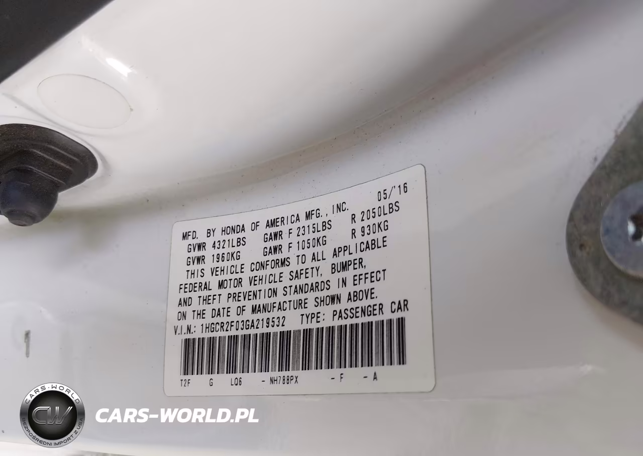 2016 Honda Accord Ex VIN:1HGCR2F03GA219532 - 9