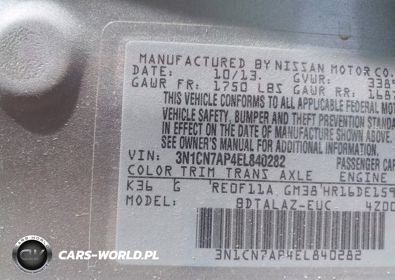 2014 Nissan Versa 1.6 S+ VIN:3N1CN7AP4EL840282 - 9