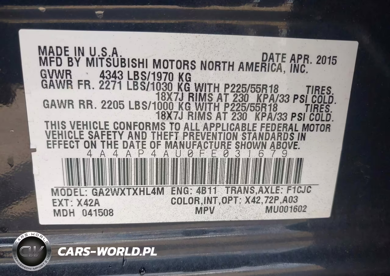 2015 Mitsubishi Outlander Sport Se VIN:4A4AP4AU0FE031679 - 9