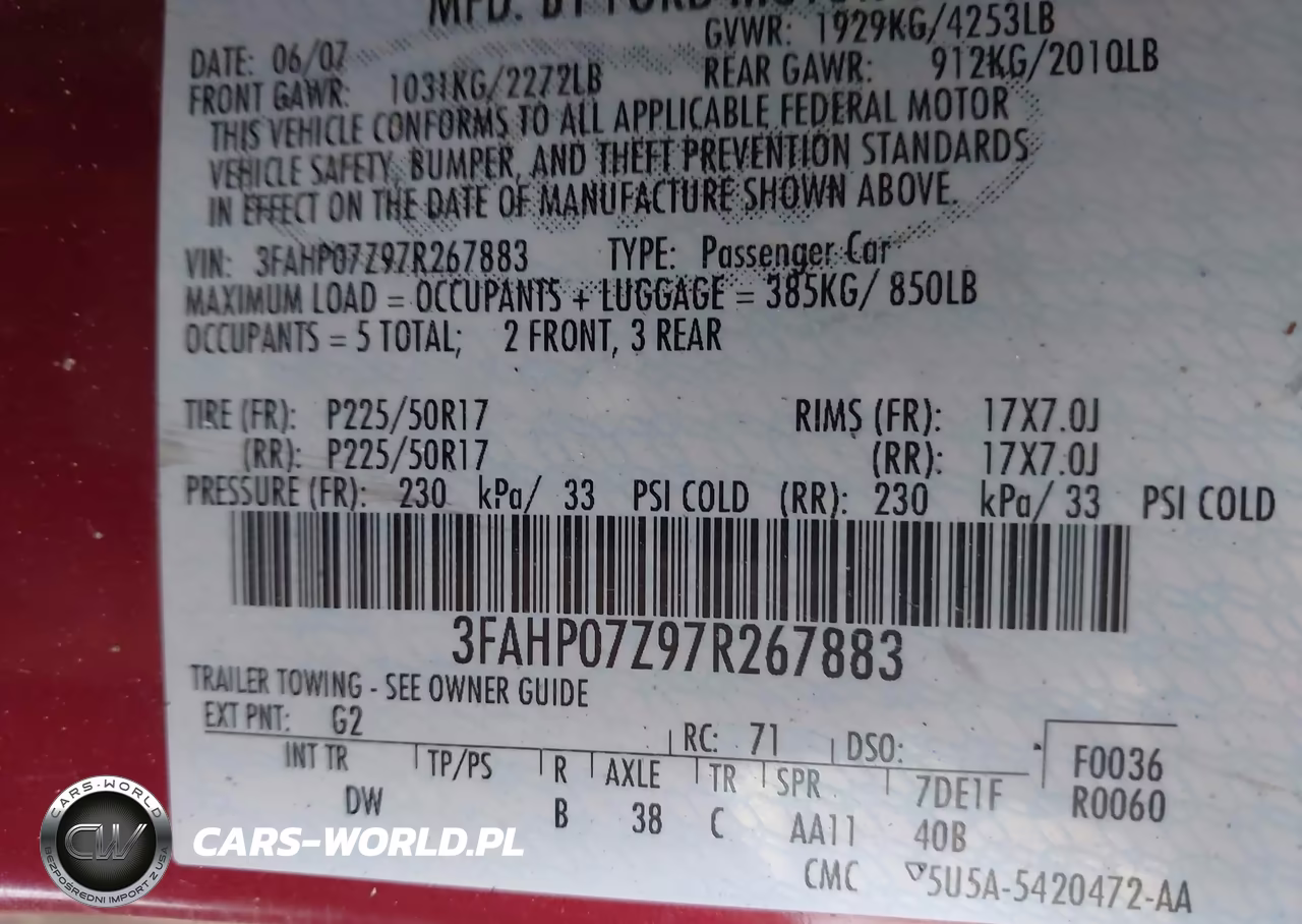 2007 Ford Fusion Se VIN:3FAHP07Z97R267883 - 9