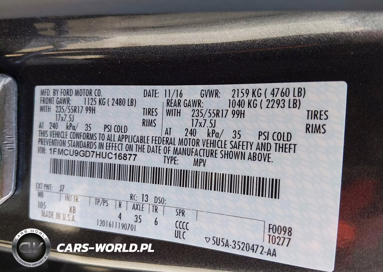 2017 Ford Escape Se VIN:1FMCU9GD7HUC16877 - 9