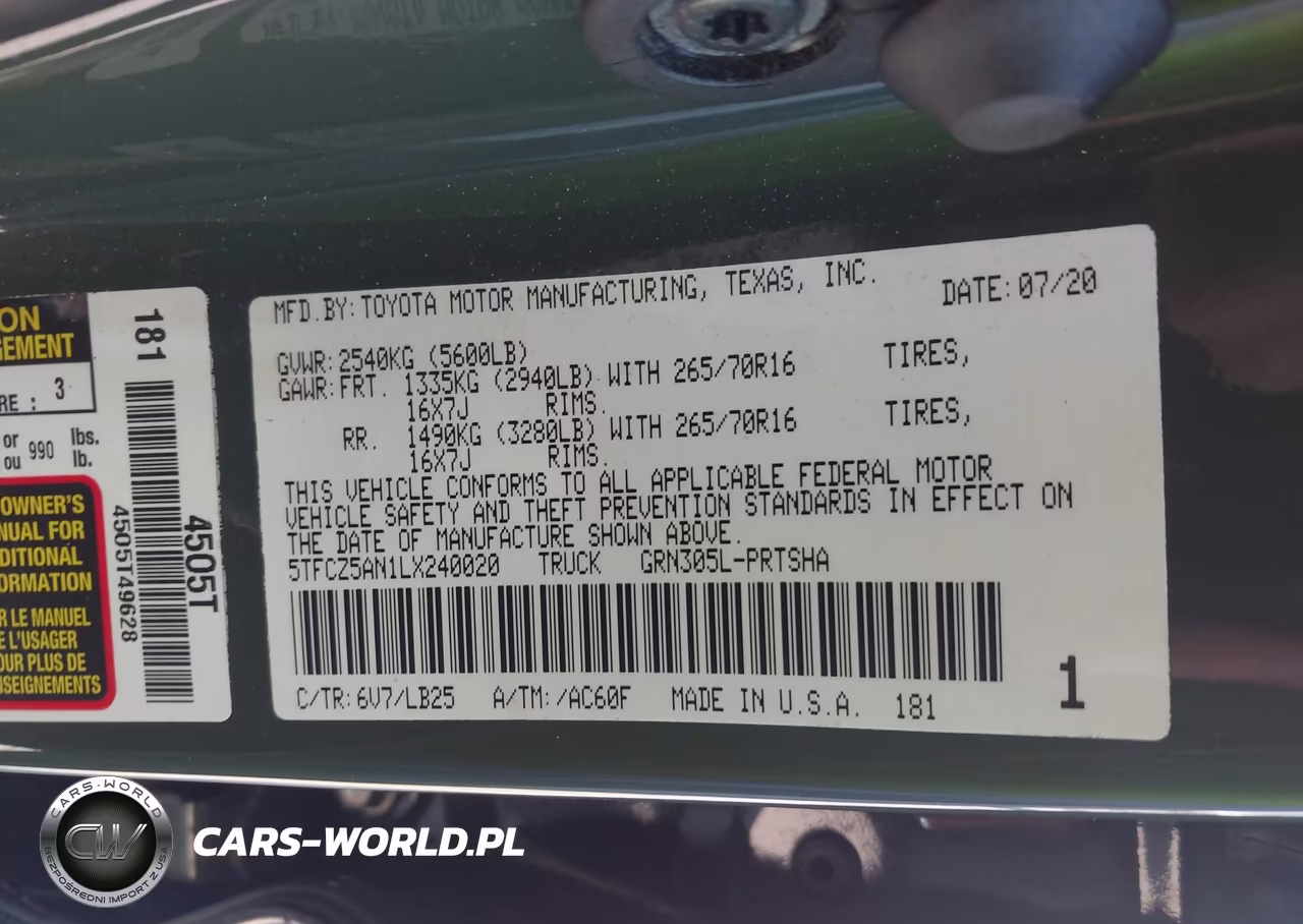 2020 Toyota Tacoma Trd Pro VIN:5TFCZ5AN1LX240020 - 9