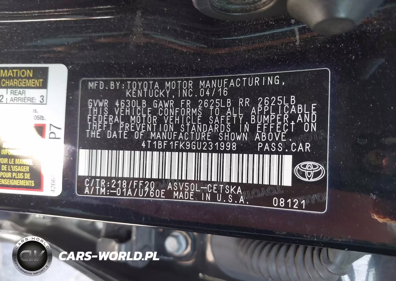 2016 Toyota Camry Se VIN:4T1BF1FK9GU231998 - 9