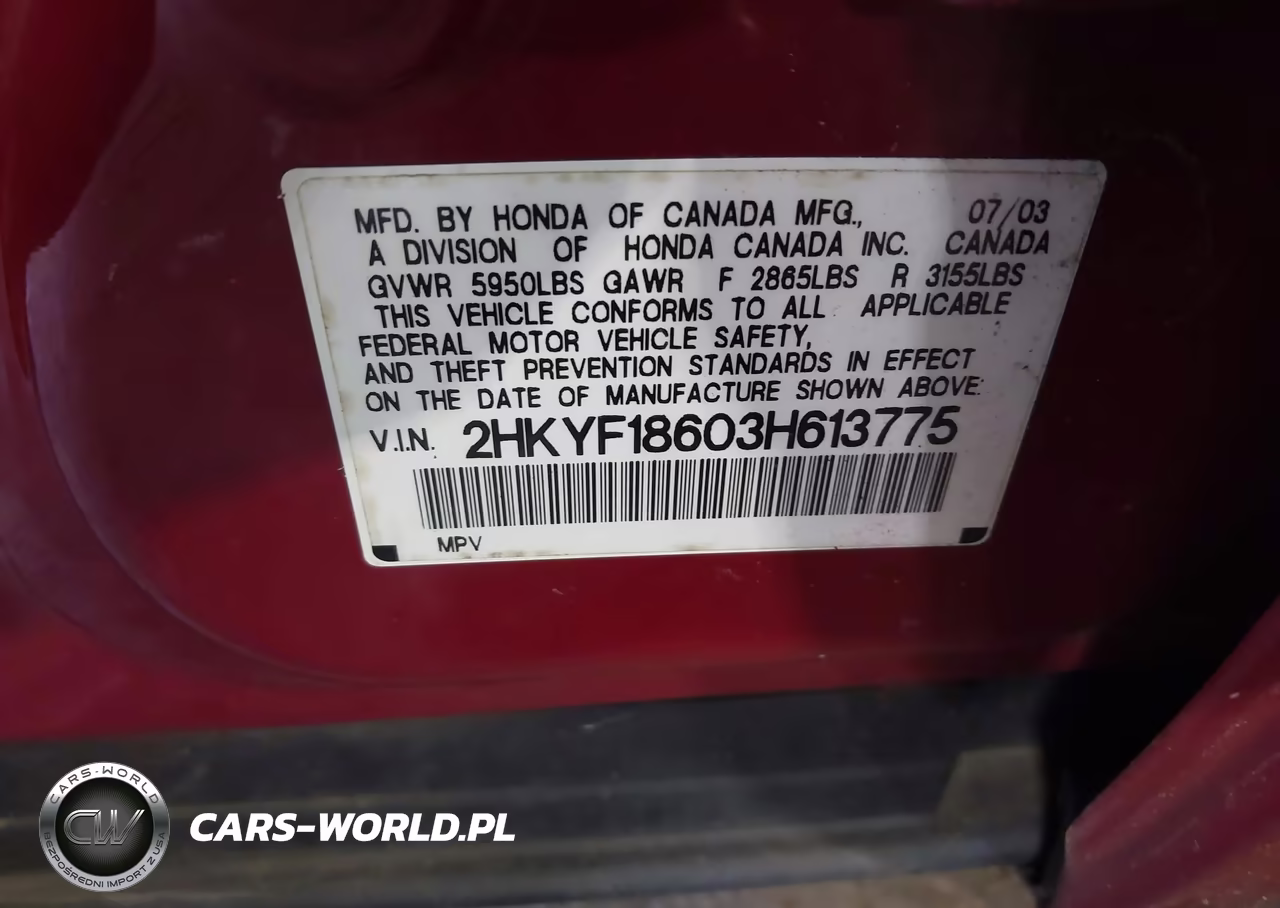 2003 Honda Pilot Ex-L VIN:2HKYF18603H613775 - 9