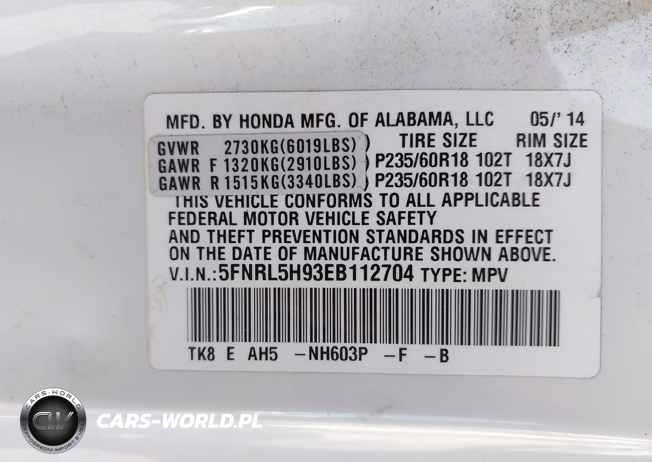 2014 Honda Odyssey Touring-Touring Elite VIN:5FNRL5H93EB112704 - 9