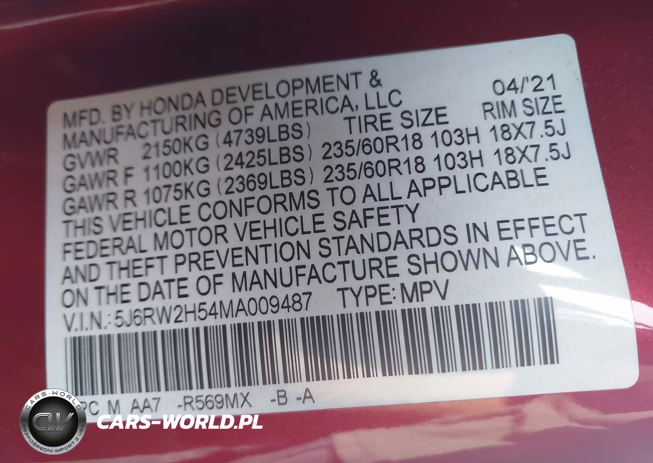 2021 Honda Cr-V Awd Ex VIN:5J6RW2H54MA009487 - 9