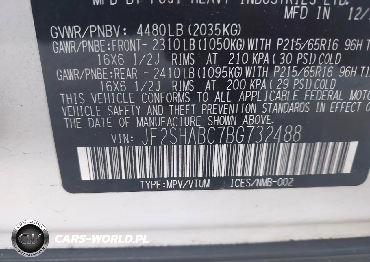 2011 Subaru Forester 2.5X VIN:JF2SHABC7BG732488 - 9