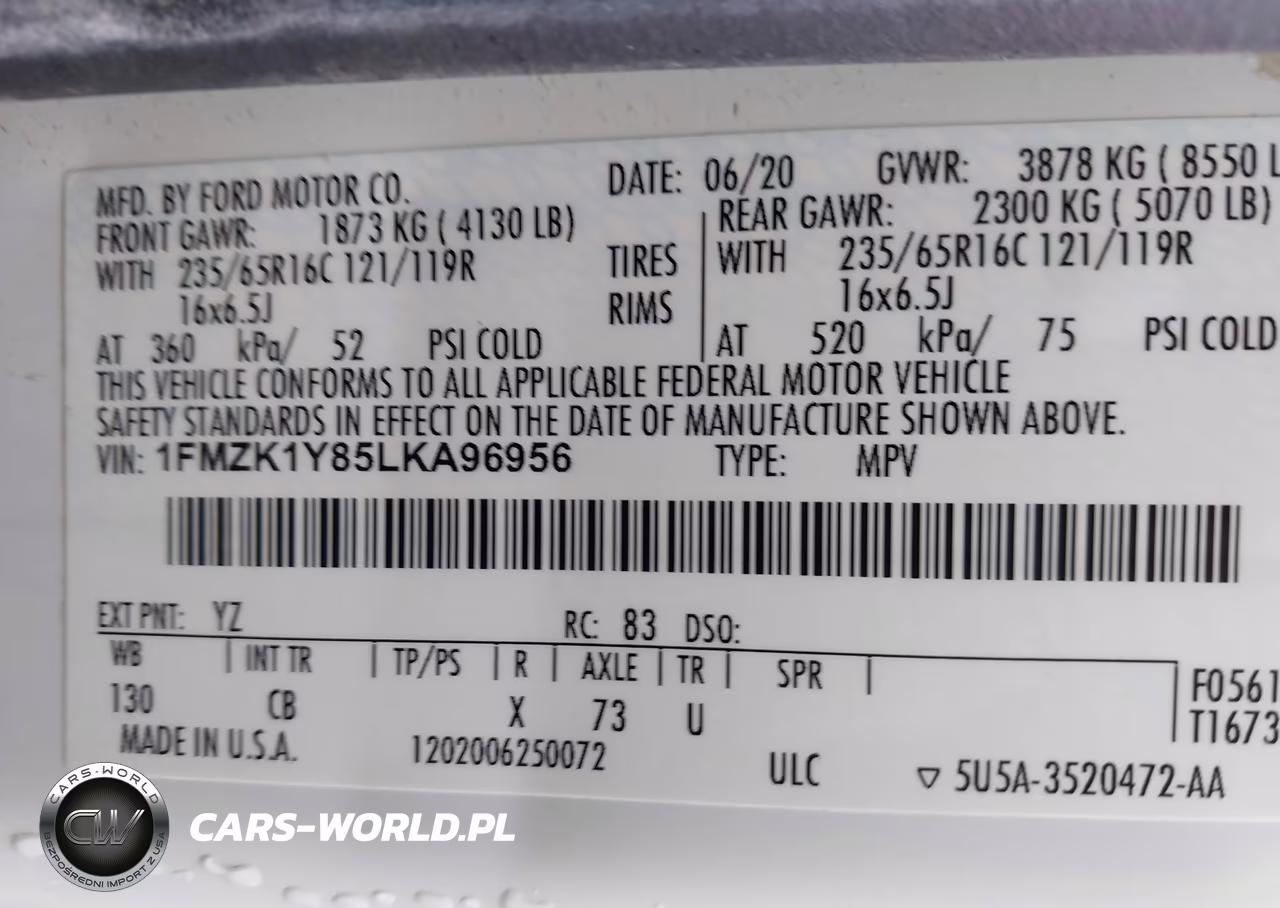 2020 Ford Transit-150 Passenger Van Xl VIN:1FMZK1Y85LKA96956 - 9