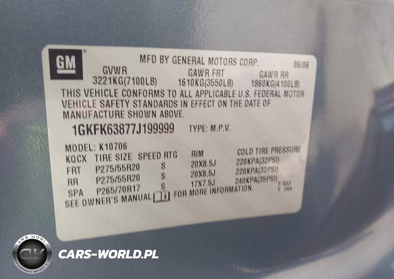 2007 GMC Yukon Denali VIN:1GKFK63877J199999 - 9