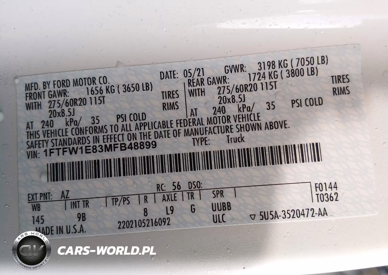 2021 Ford F-150 Platinum VIN:1FTFW1E83MFB48899 - 9