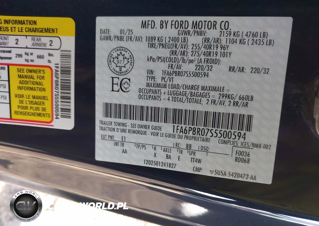 2025 Ford Mustang Dark Horse VIN:1FA6P8R07S5500594 - 9