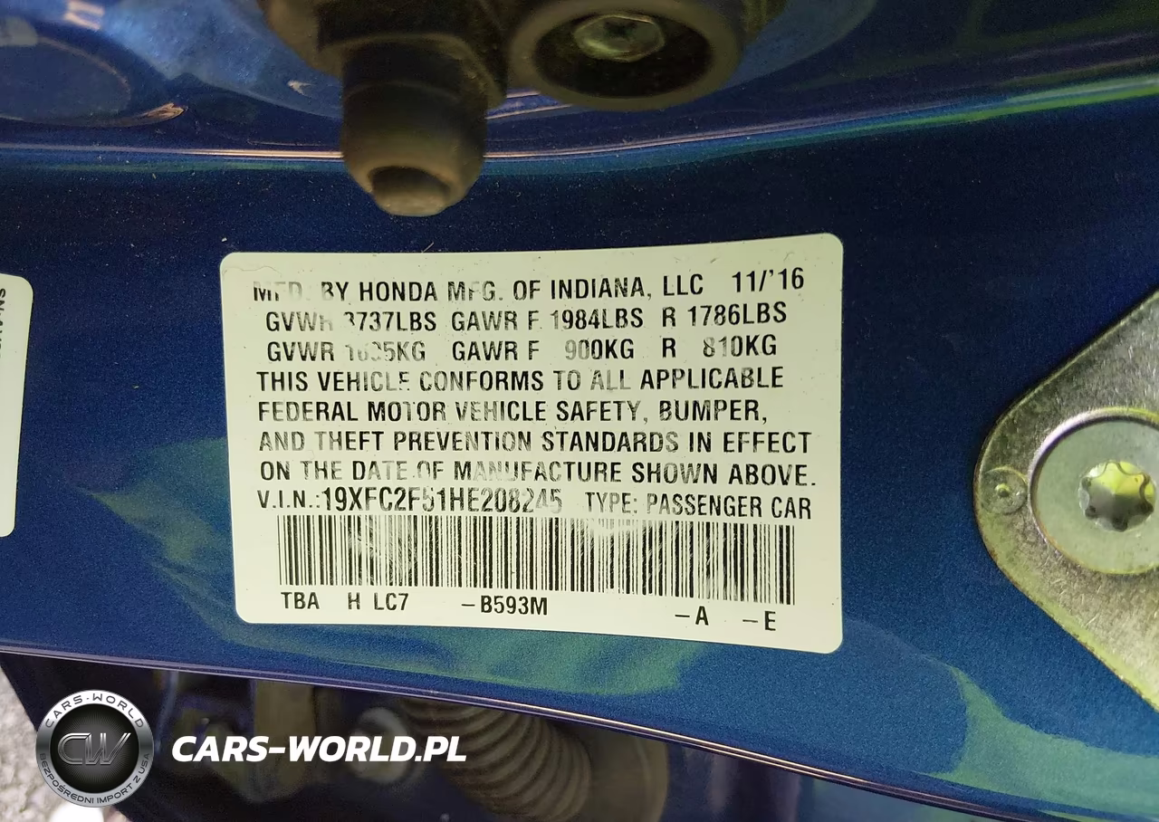 2017 Honda Civic Lx VIN:19XFC2F51HE208245 - 9