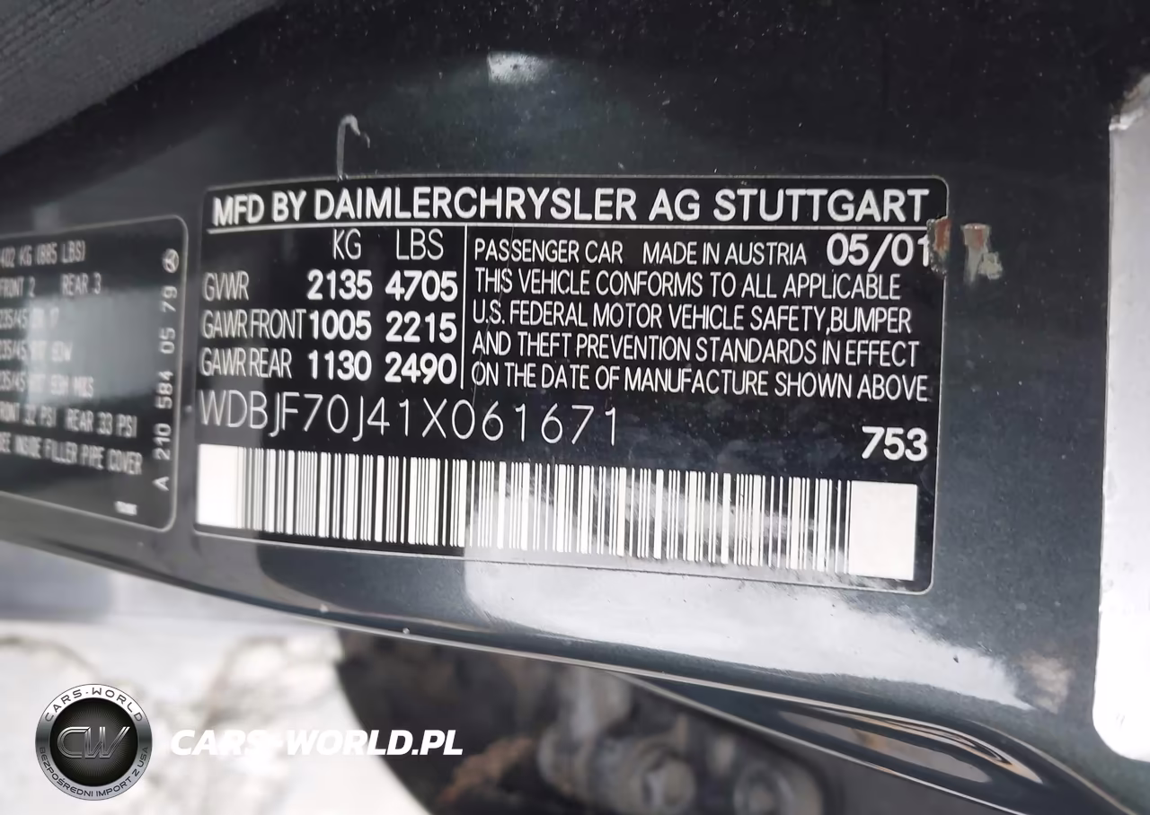 2001 Mercedes-Benz E 430 VIN:WDBJF70J41X061671 - 9