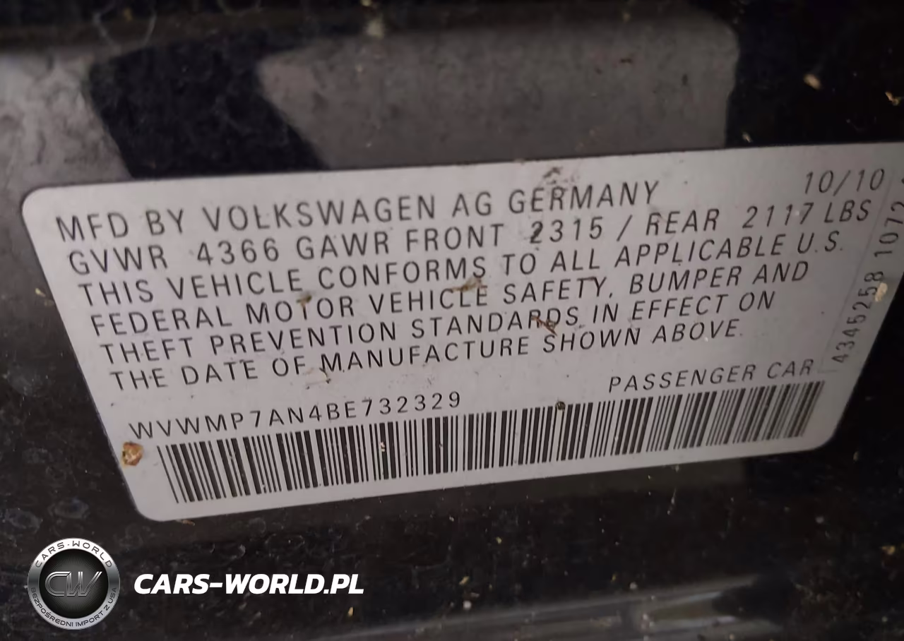 2011 Volkswagen Cc Sport VIN:WVWMP7AN4BE732329 - 9