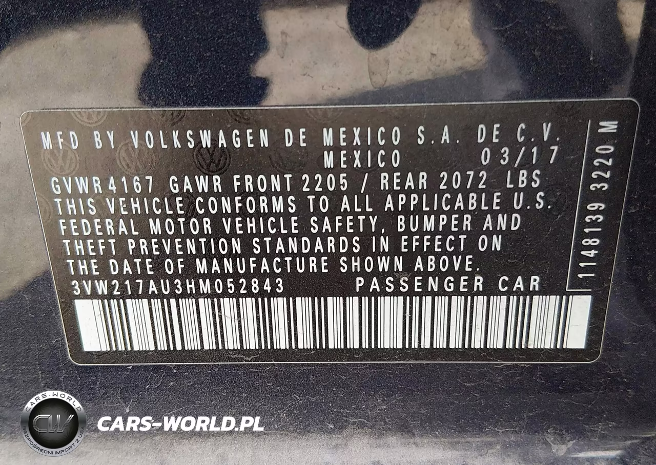 2017 Volkswagen Golf Tsi S 4-Door-Tsi Se 4-Door-Tsi Sel 4-Door-Tsi Wolfsburg Edition 4-Door VIN:3VW217AU3HM052843 - 9